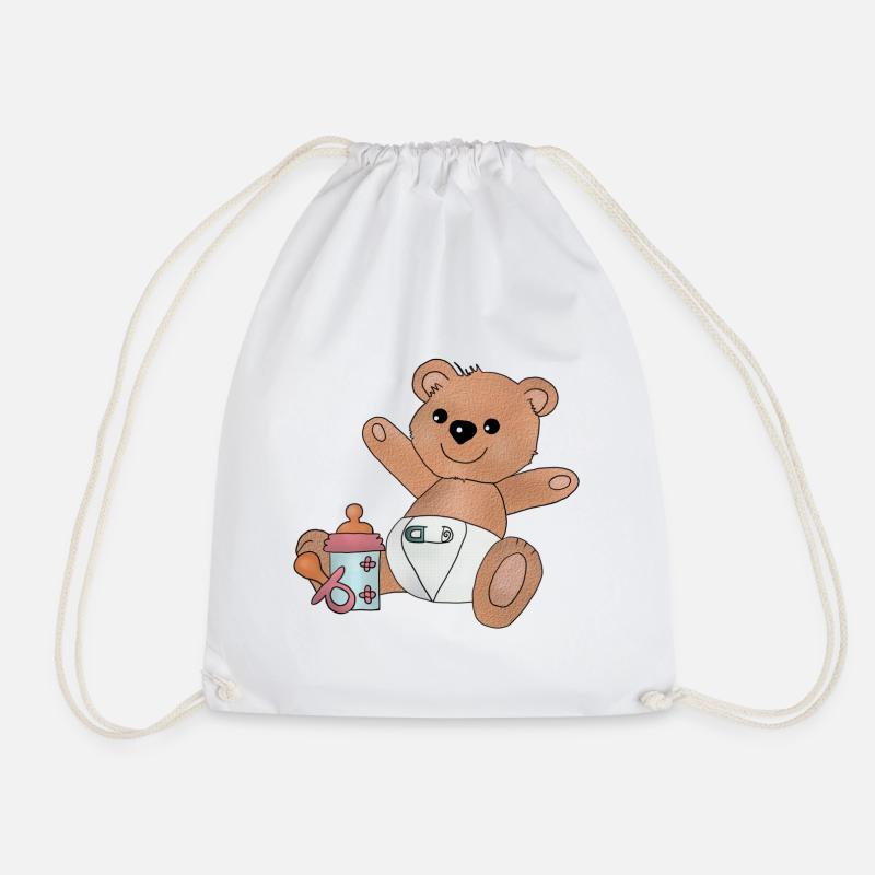 Teddy mit Flasche - Turnbeutel - Weiß