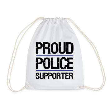 Proud Police Supporter, Polizei, Polizist,Geschenk - Turnbeutel - Weiß - Vorne