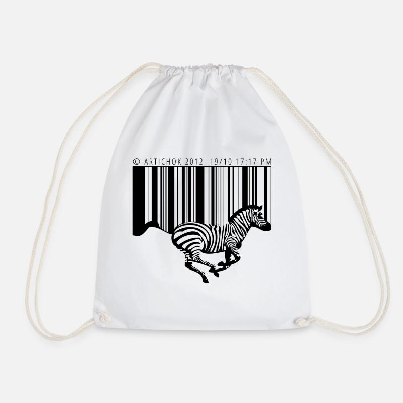 Zebra barcode - Drawstring Bag - white