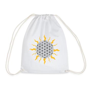 The flower of life with sun, sunbeams - Drawstring Bag - white - Front