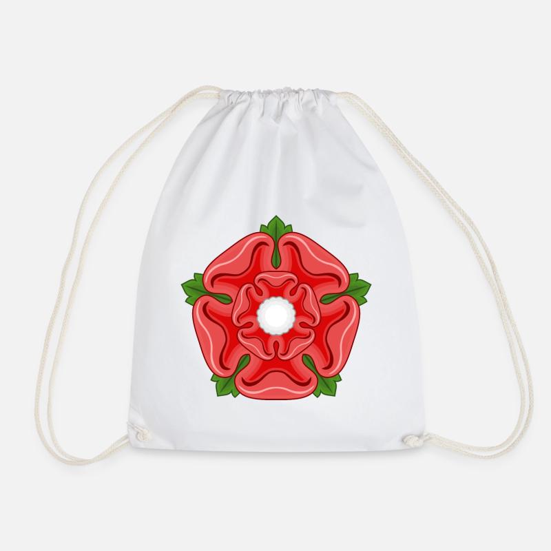 Red Rose of Lancaster Lancashire - Drawstring Bag - white
