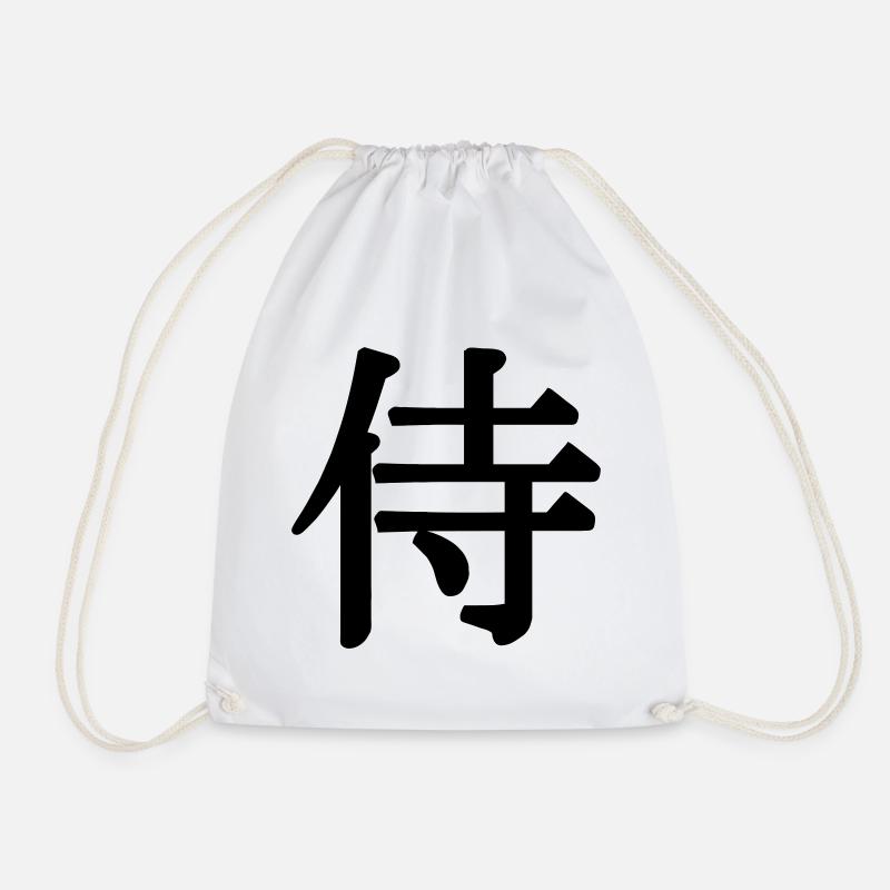 Samurai name for a Japanese knight in kanji - Drawstring Bag - white