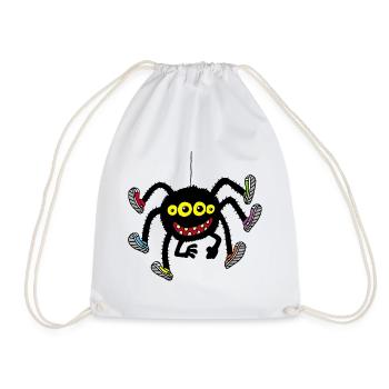 Spinne in bunten Schuhen - Turnbeutel - Weiß - Vorne