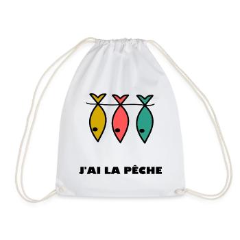 I HAVE FISHING. HUMOR. I CAN'T. FISHING. FISH - Drawstring Bag - white - Front