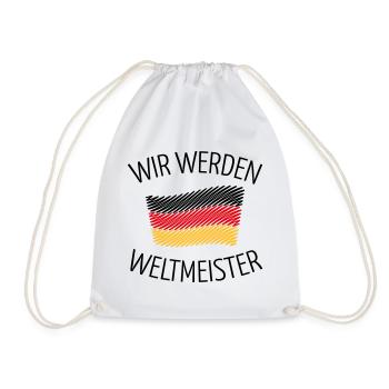 Wir Werden Weltmeister (Deutschlandflagge Skizze) - Turnbeutel - Weiß - Vorne