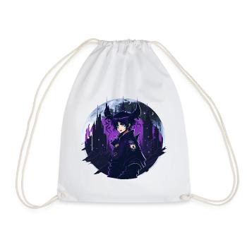 Anime Gothic Moon Girl - Drawstring Bag - white - Front