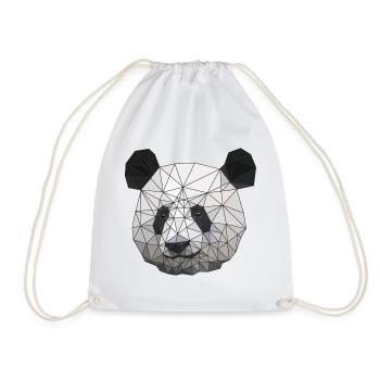 Polygonal Panda Bear Low Poly Art Triangle Shapes - Drawstring Bag - white - Front