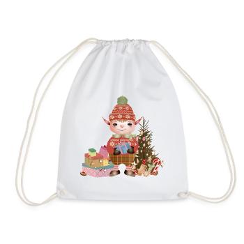 Adorable lutin de Noël mignon avec des cadeaux - Sac de sport léger - blanc - Devant