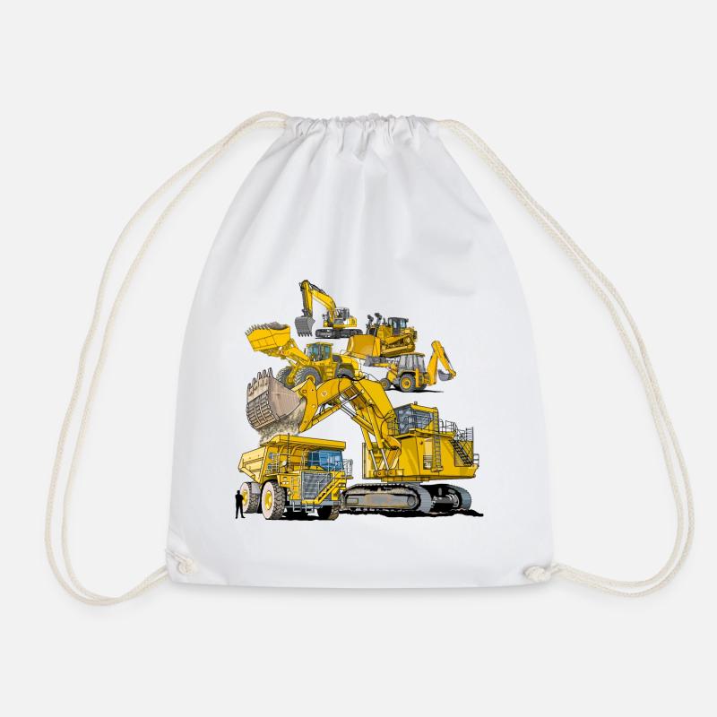 Construction site vehicles of the large kind - Drawstring Bag - white