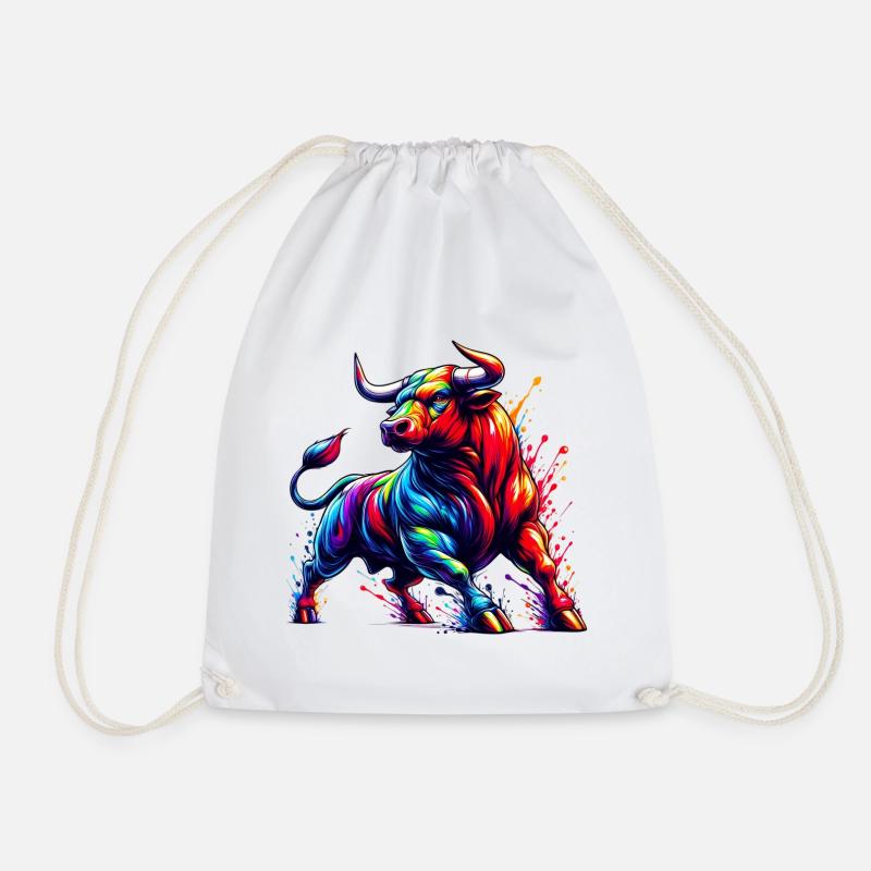 Bull - Drawstring Bag - white