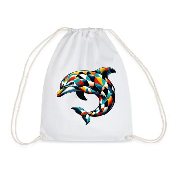 Harlekin-Delfin - Turnbeutel - Weiß - Vorne