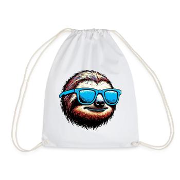 Sloth with Sunglasses - Drawstring Bag - white - Front
