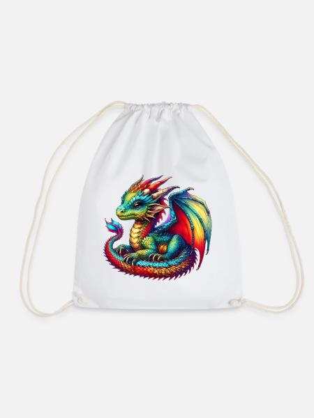 Drache - Turnbeutel - Weiß