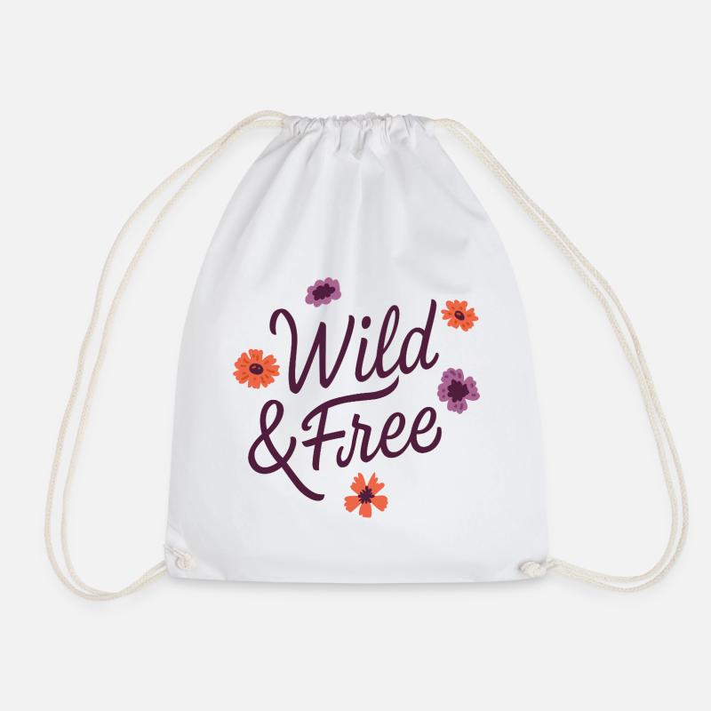 Wild & Free - Drawstring Bag - white