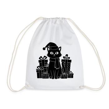 Chat de Noël entre les cadeaux - Sac de sport léger - blanc - Devant