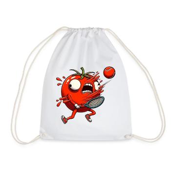 Funny tomato playing tennis with tennis ball - Drawstring Bag - white - Front