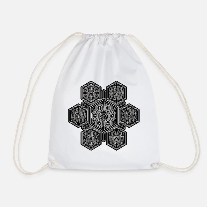 Sacred Geometry Hexagon Mandala Yoga Meditation - Drawstring Bag - white