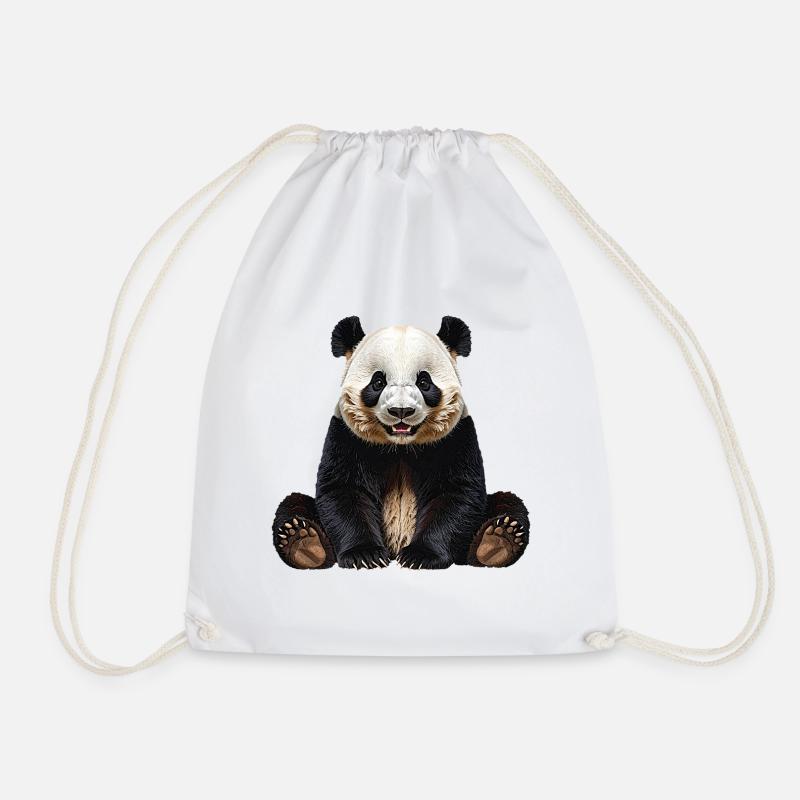 Panda - Drawstring Bag - white
