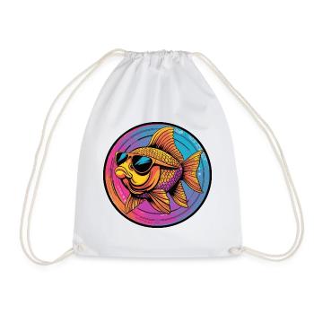 Poisson rouge avec des lunettes de soleil - Sac de sport léger - blanc - Devant