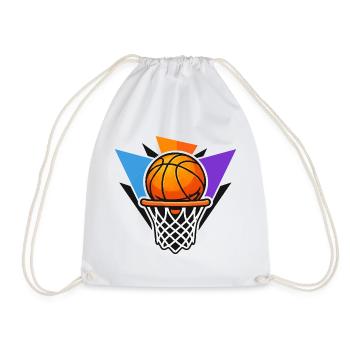 Basketball-Basketball-Basketball-Grafik-Dunk-Kunst - Turnbeutel - Weiß - Vorne