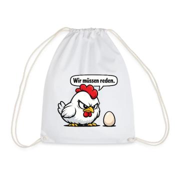 We Need to Talk Chicken Humor Gift - Drawstring Bag - white - Front