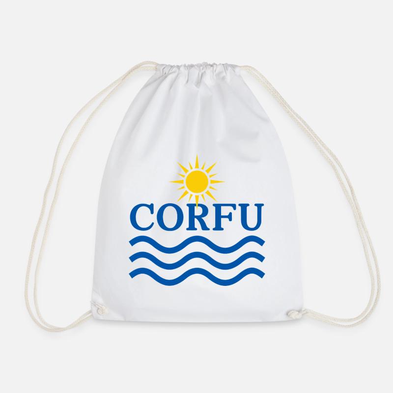 Corfu Sun Waves Logo  - Drawstring Bag - white