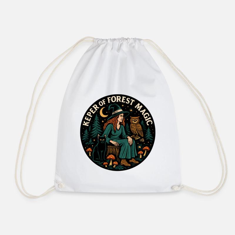 Forest Spell Forest Witch Patch - Drawstring Bag - white