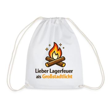 Lagerfeuer gegen Großstadtlicht - Turnbeutel - Weiß - Vorne