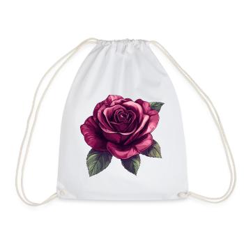 Dark Rose Blossom Illustration - Drawstring Bag - white - Front
