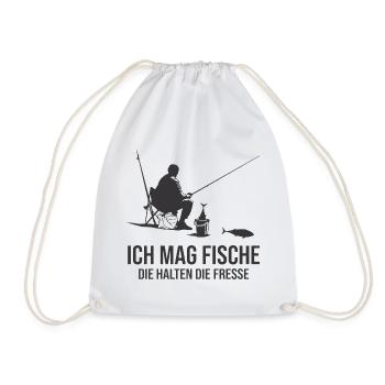Ich Mag Fische Die Halten Die Fresse Angler - Turnbeutel - Weiß - Vorne