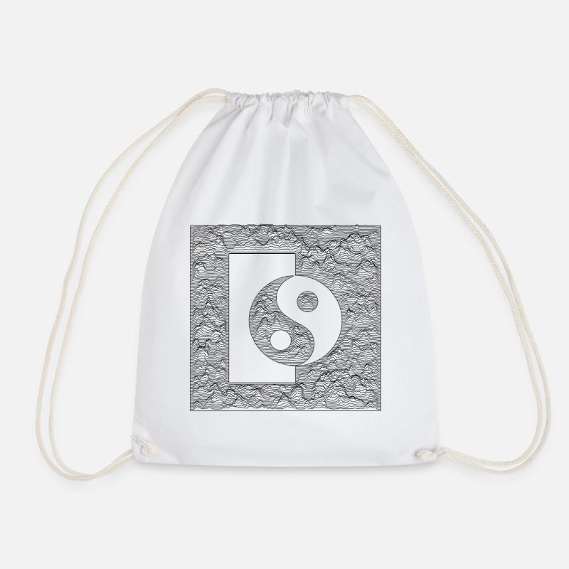 Yin Yang - Black - Drawstring Bag - white