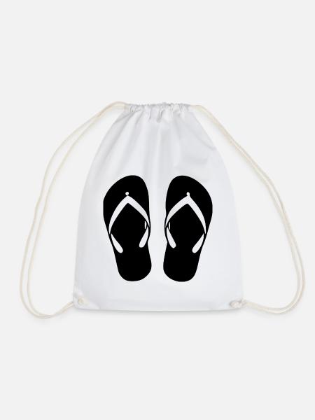 Flipflops_schwarz_Sommer_Strand_Urlaub_Geschenk - Turnbeutel - Weiß