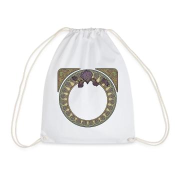Art Nouveau Irises Circle Y - Drawstring Bag - white - Front