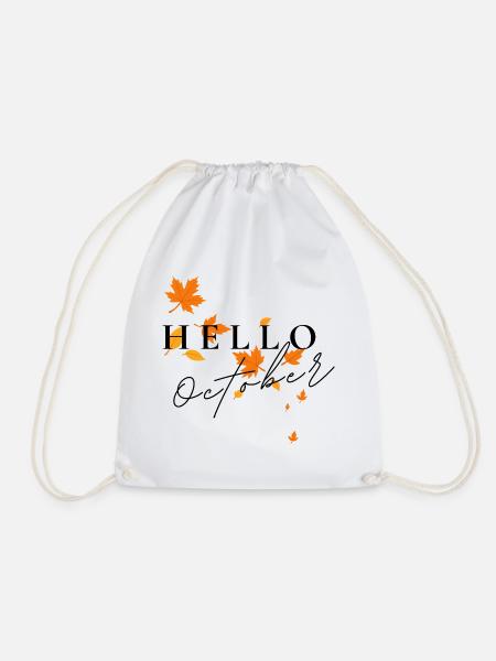 Hello October | Herbstblätter Design - Turnbeutel - Weiß