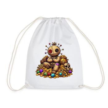 Pirate au trésor de poupée vaudou cousue en or - Sac de sport léger - blanc - Devant