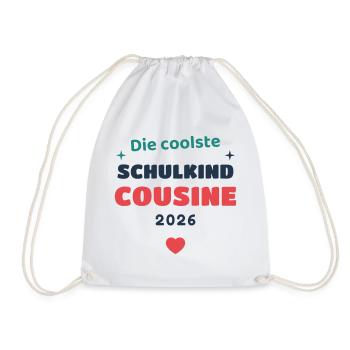 Einschulung 2026 Cousine - Schulkind Geschenk Schu - Turnbeutel - Weiß - Vorne
