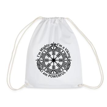 Runic Helm of Awe - I am Powerful - Drawstring Bag - white - Front