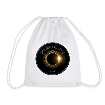 Total Solar Eclipse 2026 Golden Ring Medal Design - Drawstring Bag - white - Front