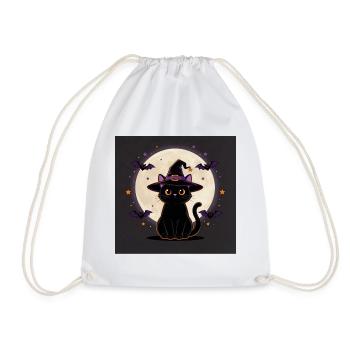Halloween Hexenkatze – Witchy Cat & Vollmond - Turnbeutel - Weiß - Vorne