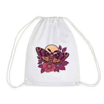 Schädelmotten-Mond-Floral - Turnbeutel - Weiß - Vorne