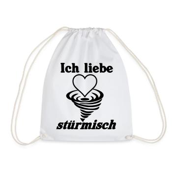Ich liebe stürmisch Sturm Herz Liebe Geschenk - Turnbeutel - Weiß - Vorne