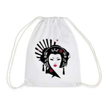 Geisha with headphones - Drawstring Bag - white - Front