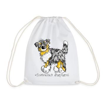 Australian Shepherd – Aussie – Hütehund - Turnbeutel - Weiß - Vorne