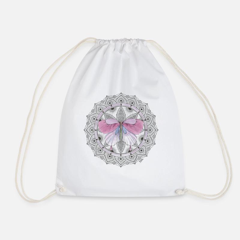 mandala Schmetterling - Turnbeutel - Weiß