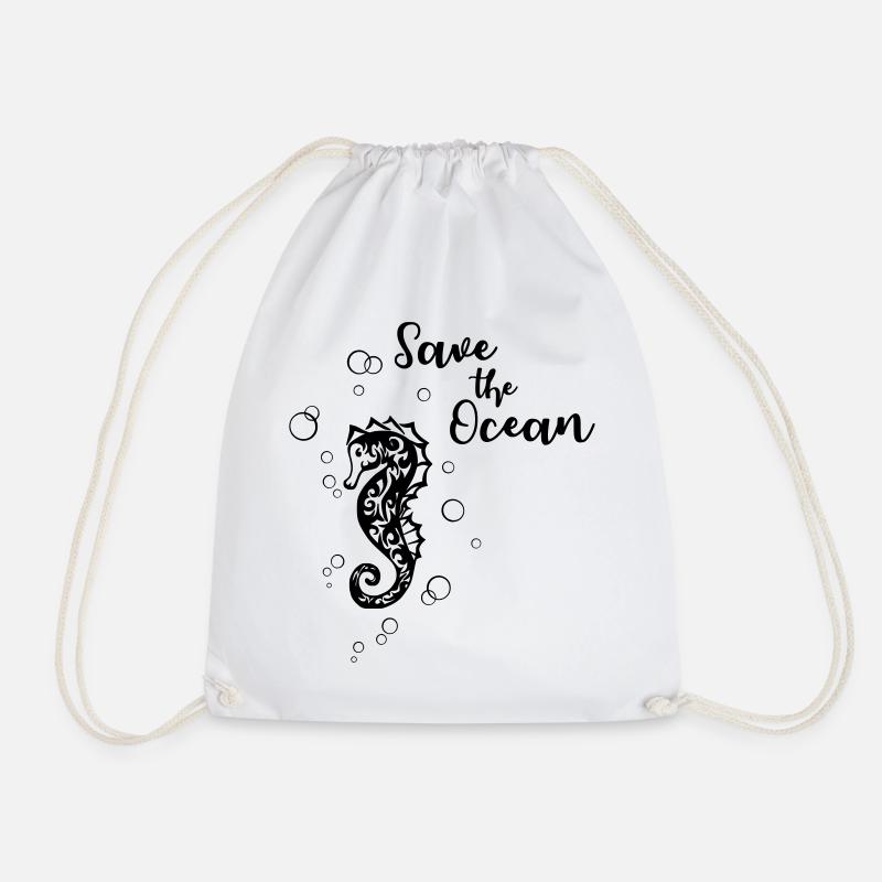 Save the Ocean - Seepferd - Drawstring Bag - white
