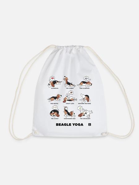 BEAGLE YOGA - Drawstring Bag - white