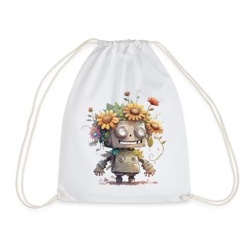 Funny robot child - Drawstring Bag - white - Front