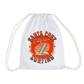 Santa Cruz California Surfing - Drawstring Bag - white - Front