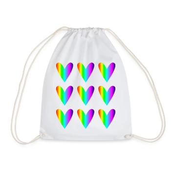 DAD. FATHER's DAY. HAPPY BIRTHDAY DAD. HEART - Drawstring Bag - white - Front