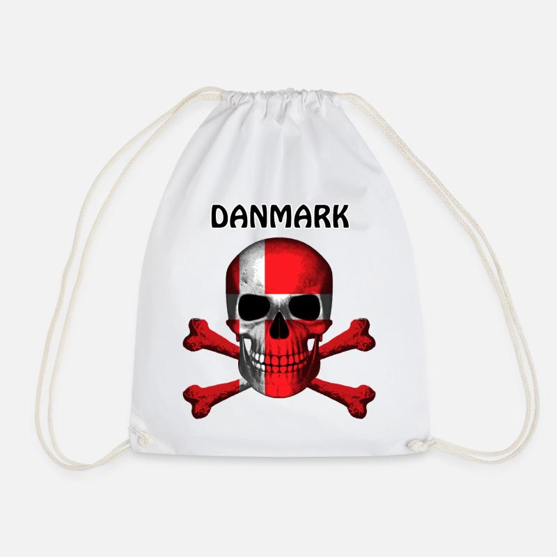 Skull Jolly Roger Pirate Flag Danmark R6Z - Turnbeutel - Weiß